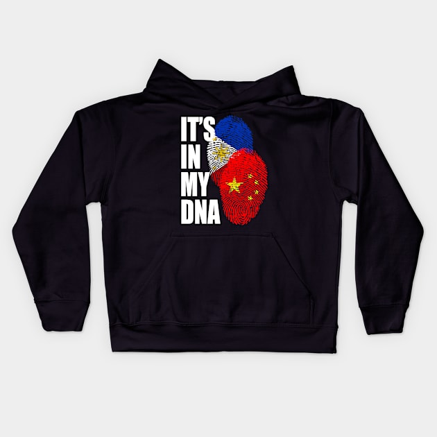 Filipino And Chinese Mix Heritage DNA Flag Kids Hoodie by Just Rep It!!